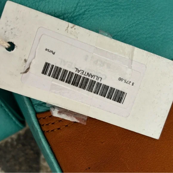 Aqua/Camel Leather Bag - NEW - Nappa Leather Handbag - Leather Purse - Picture 11 of 15